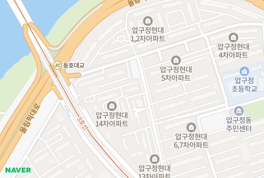 서울특별시 강남구 압구정동 압구정현대3차 위치·실거래 시세 지도