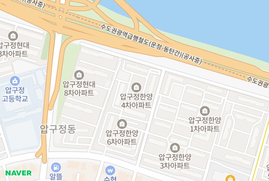 서울특별시 강남구 압구정동 한양4차 위치·실거래 시세 지도