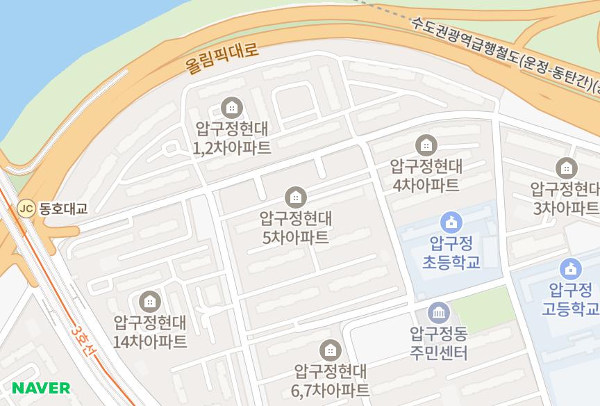 서울특별시 강남구 압구정동 압구정현대5차 위치·실거래 시세 지도