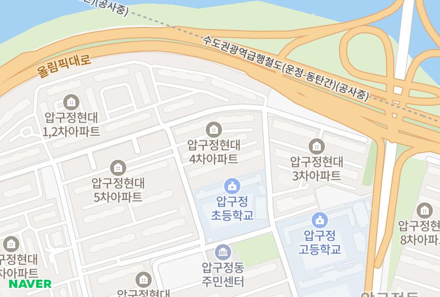 서울특별시 강남구 압구정동 현대4차 위치·실거래 시세 지도
