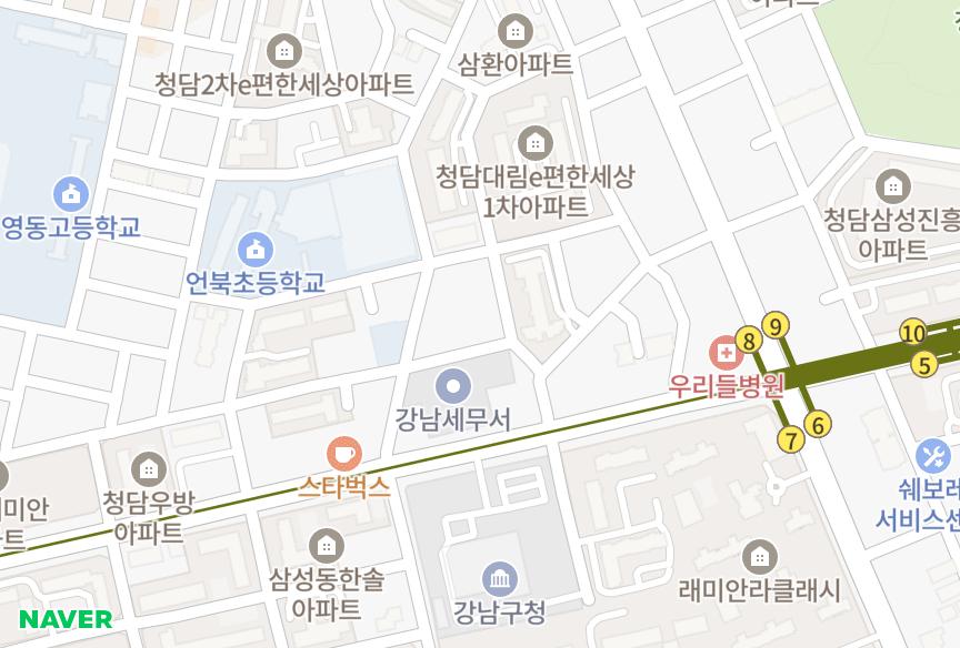 서울특별시 강남구 청담동 청담스위트 위치·실거래 시세 지도