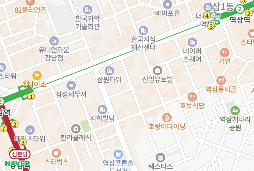서울특별시 강남구 역삼동 강남역우정에쉐르 위치·실거래 시세 지도