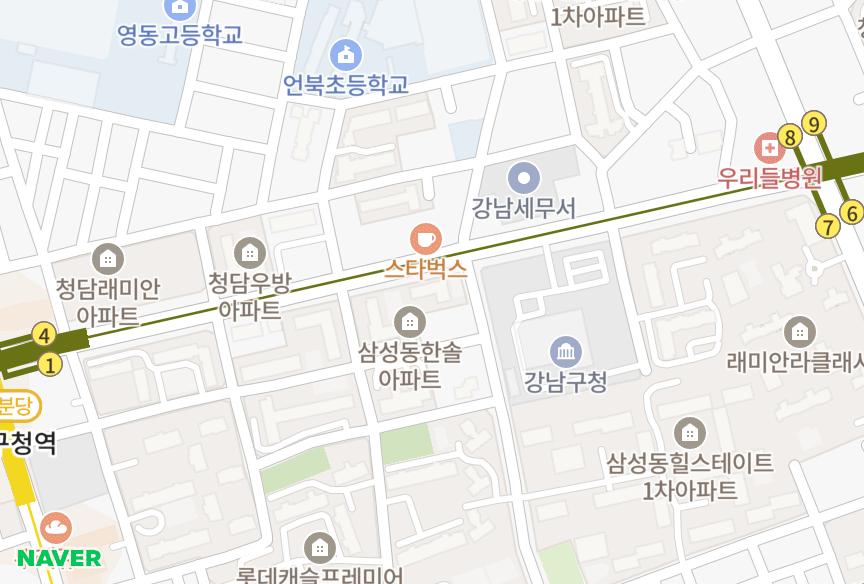 서울특별시 강남구 삼성동 푸른솔 위치·실거래 시세 지도