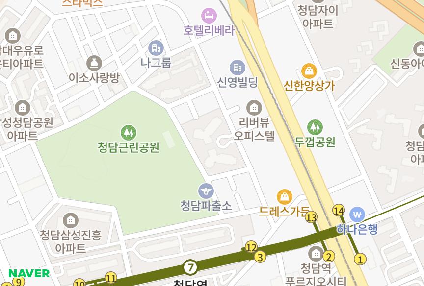 서울특별시 강남구 청담동 청담동양파라곤 위치·실거래 시세 지도