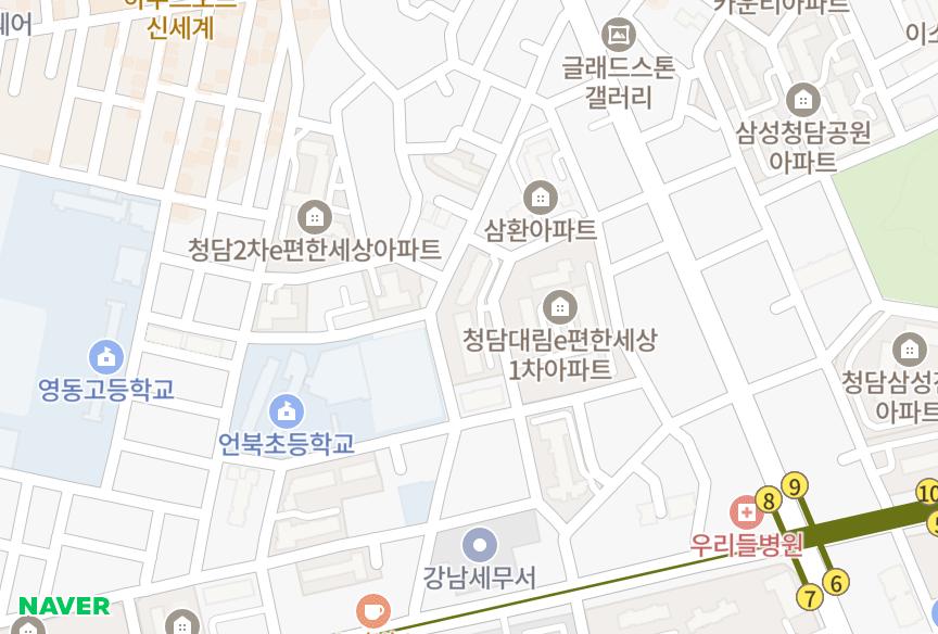 서울특별시 강남구 청담동 청담4차이-편한세상 위치·실거래 시세 지도