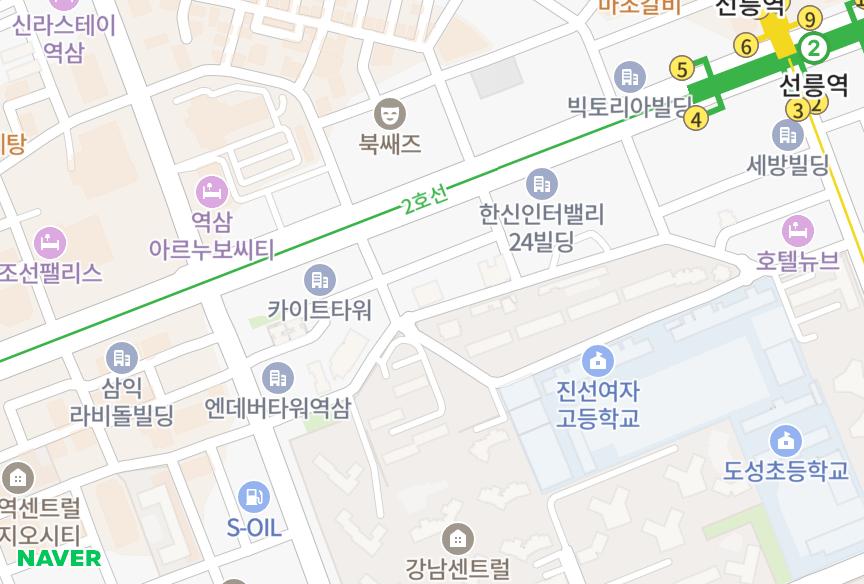 서울특별시 강남구 역삼동 역삼동우정에쉐르3 위치·실거래 시세 지도