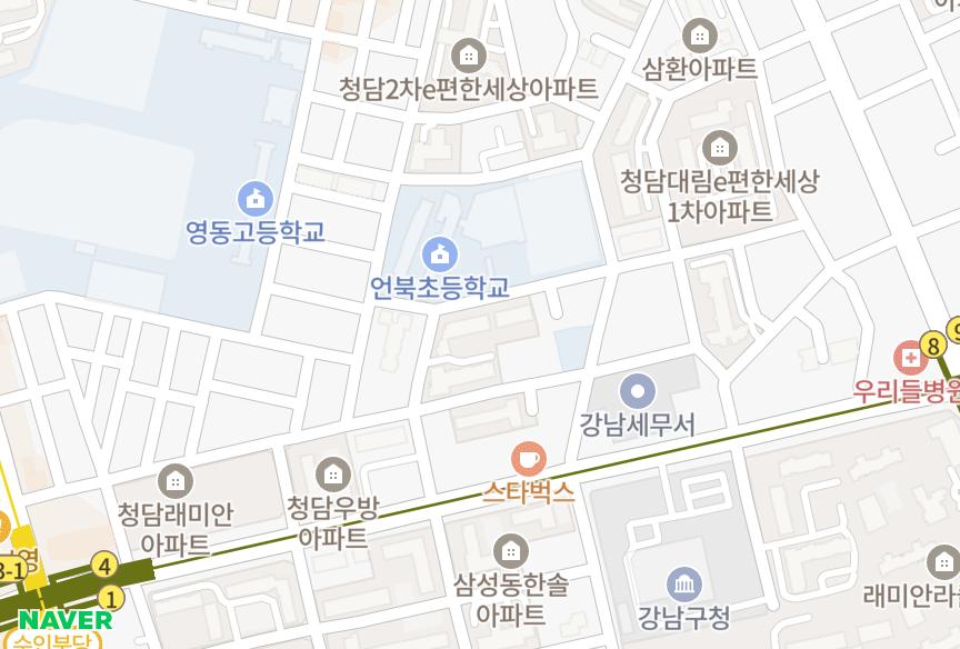 서울특별시 강남구 청담동 한신오페라하우스1차 위치·실거래 시세 지도