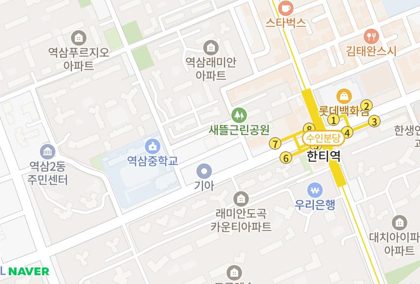 서울특별시 강남구 역삼동 역삼동트레벨 위치·실거래 시세 지도