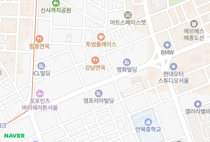 서울특별시 강남구 신사동 썬-타워빌딩 위치·실거래 시세 지도