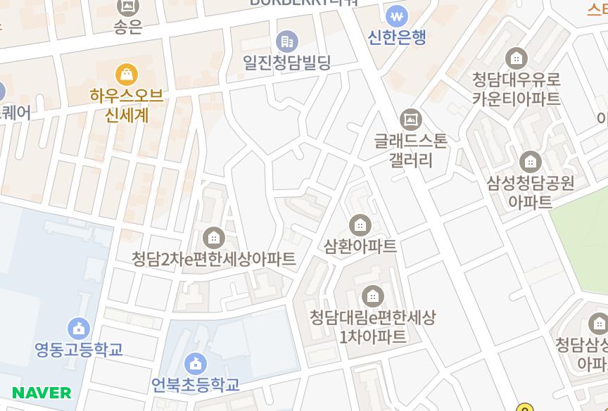 서울특별시 강남구 청담동 우성 위치·실거래 시세 지도