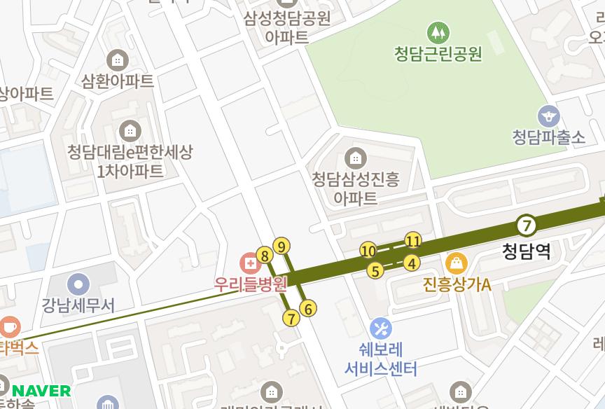 서울특별시 강남구 청담동 라테라스청담 위치·실거래 시세 지도