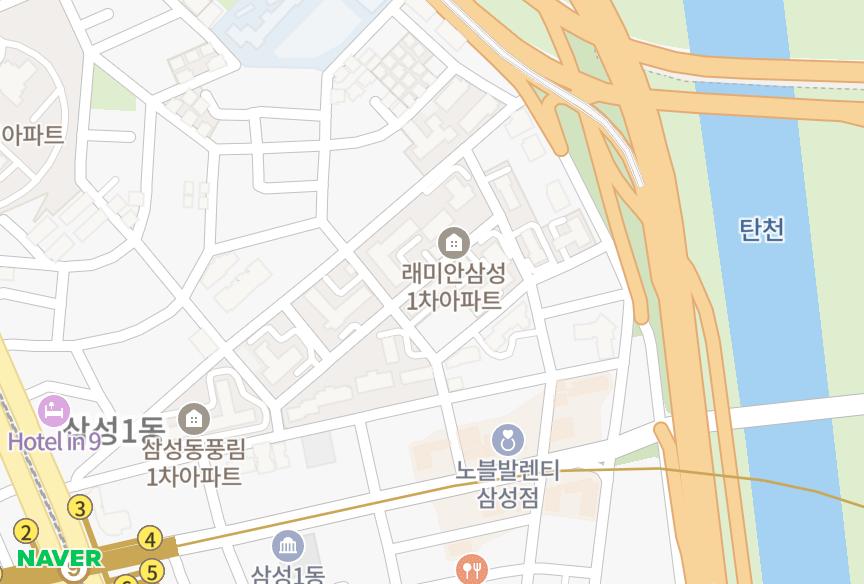 서울특별시 강남구 삼성동 삼성래미안삼성1차 위치·실거래 시세 지도