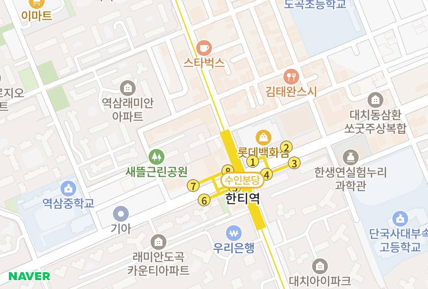 서울특별시 강남구 역삼동 테라힐스 위치·실거래 시세 지도