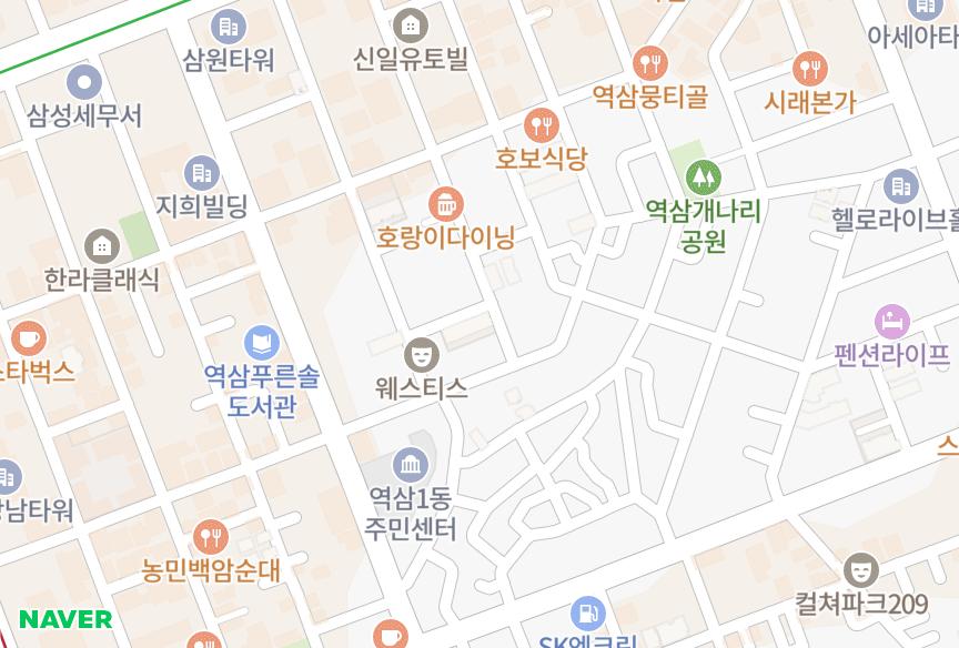 서울특별시 강남구 역삼동 정원 위치·실거래 시세 지도