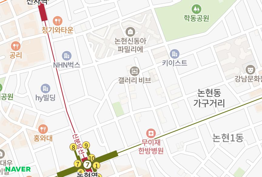 서울특별시 강남구 논현동 힐스빌7차 위치·실거래 시세 지도