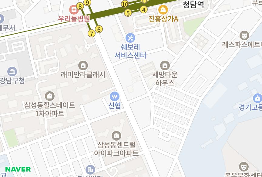 서울특별시 강남구 삼성동 상지리츠빌카일룸 위치·실거래 시세 지도