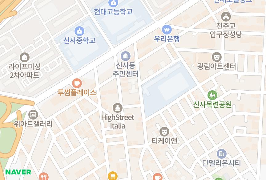 서울특별시 강남구 신사동 유로미 위치·실거래 시세 지도