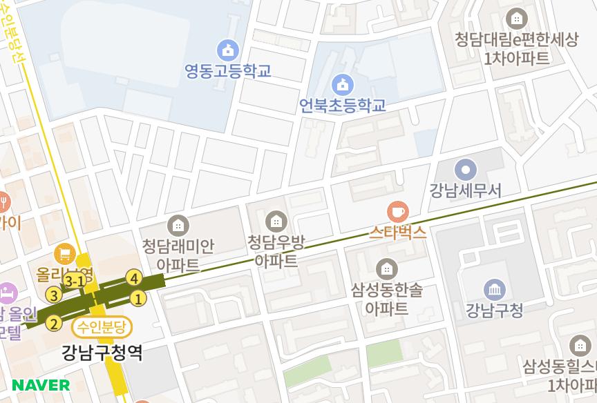 서울특별시 강남구 청담동 현대빌라 위치·실거래 시세 지도