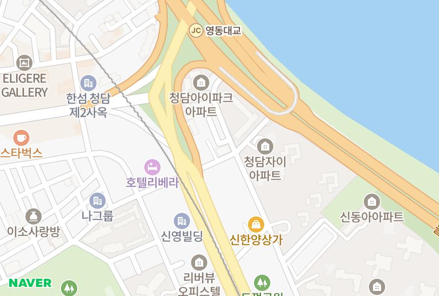 서울특별시 강남구 청담동 뉴현대리버빌 위치·실거래 시세 지도