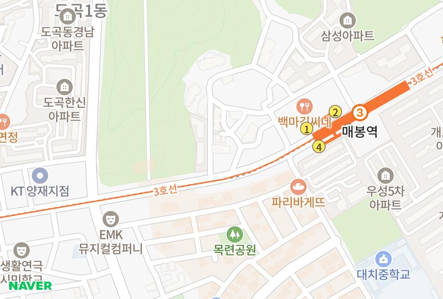 서울특별시 강남구 도곡동 리치아르떼빌 위치·실거래 시세 지도