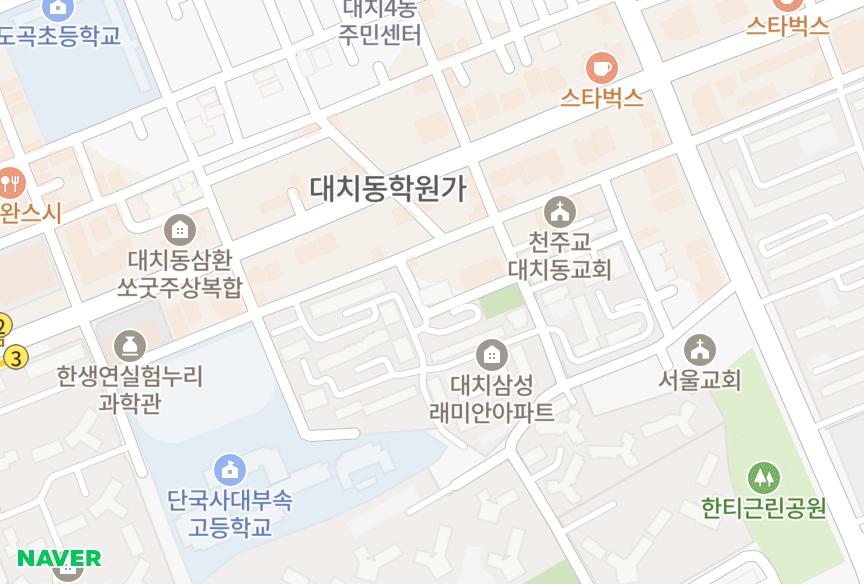 서울특별시 강남구 대치동 대치하나빌 위치·실거래 시세 지도