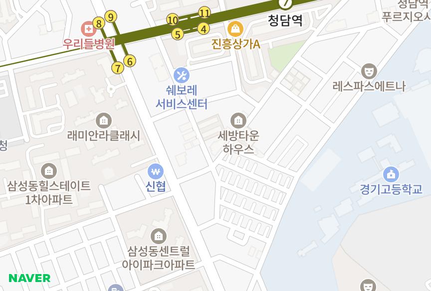 서울특별시 강남구 삼성동 아델하우스 위치·실거래 시세 지도
