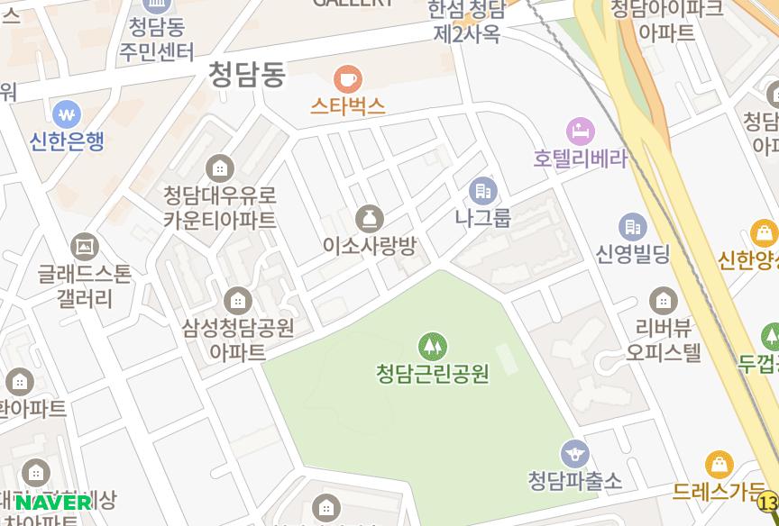 서울특별시 강남구 청담동 청담포레 위치·실거래 시세 지도