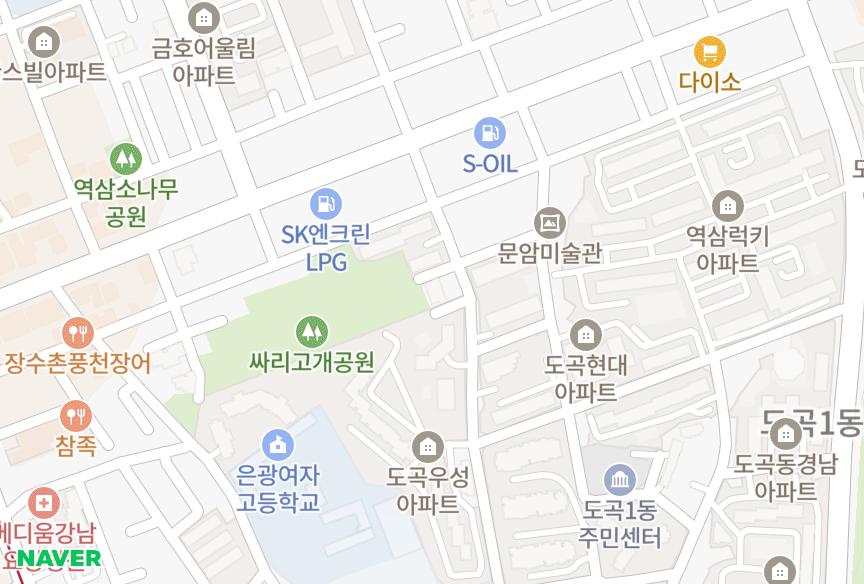 서울특별시 강남구 도곡동 파크힐 위치·실거래 시세 지도