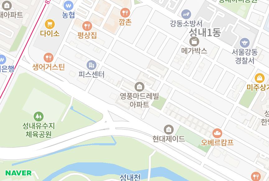 서울특별시 강동구 성내동 영풍마드레빌 위치·실거래 시세 지도