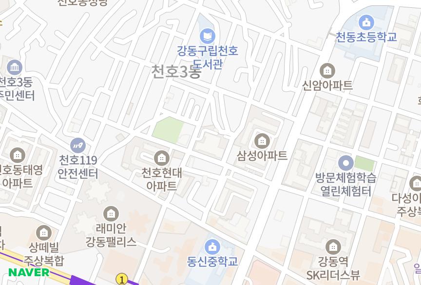 서울특별시 강동구 천호동 성원 위치·실거래 시세 지도