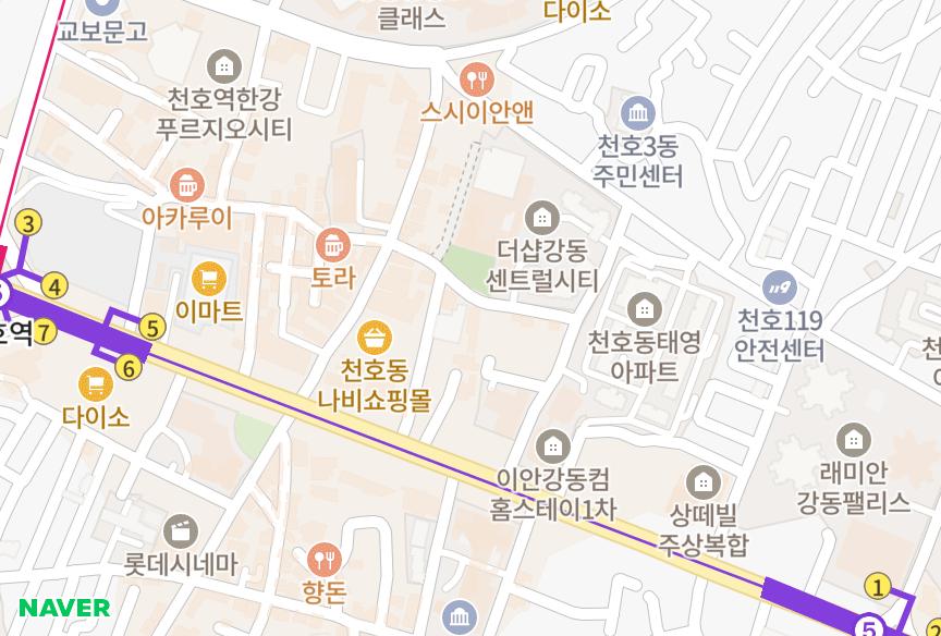 서울특별시 강동구 천호동 미사아름채 위치·실거래 시세 지도