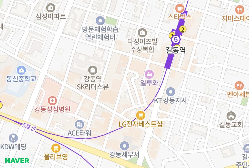 서울특별시 강동구 길동 경지Arium 위치·실거래 시세 지도