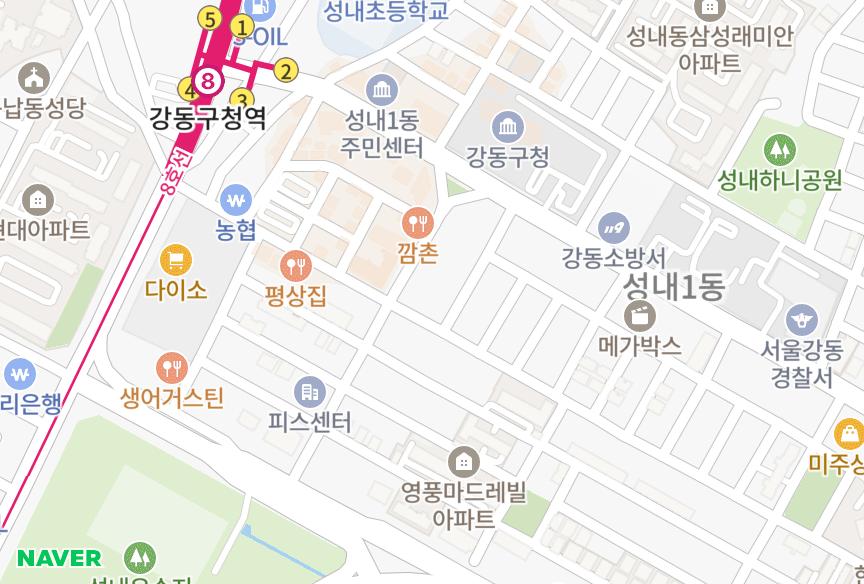 서울특별시 강동구 성내동 다성이즈빌 위치·실거래 시세 지도