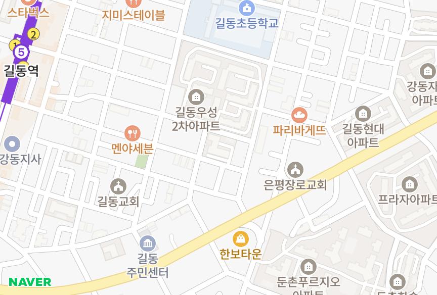 서울특별시 강동구 길동 길동하나플러스 위치·실거래 시세 지도