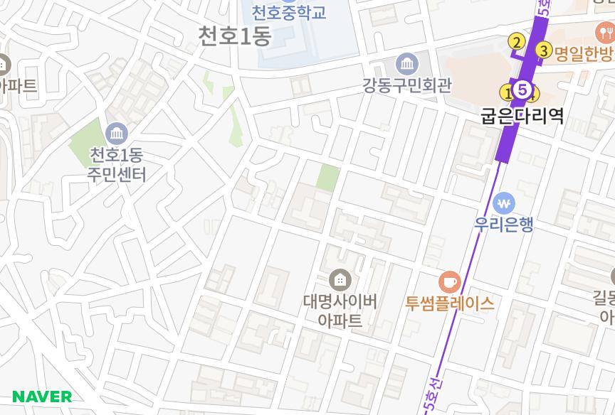 서울특별시 강동구 천호동 천호1차우림루미아트 위치·실거래 시세 지도