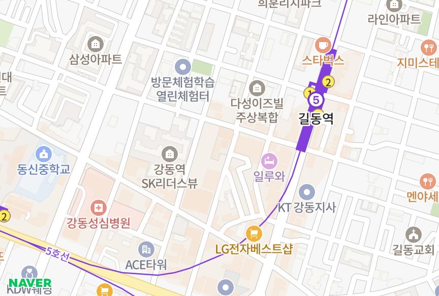 서울특별시 강동구 길동 신암가온 위치·실거래 시세 지도