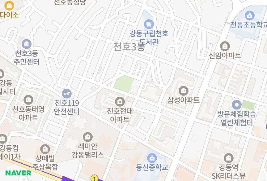 서울특별시 강동구 천호동 천호네스빌 위치·실거래 시세 지도