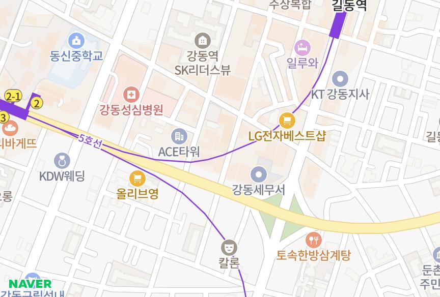 서울특별시 강동구 길동 강동렘브란트 위치·실거래 시세 지도