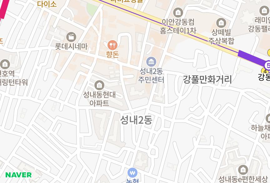 서울특별시 강동구 성내동 금광포란재 위치·실거래 시세 지도