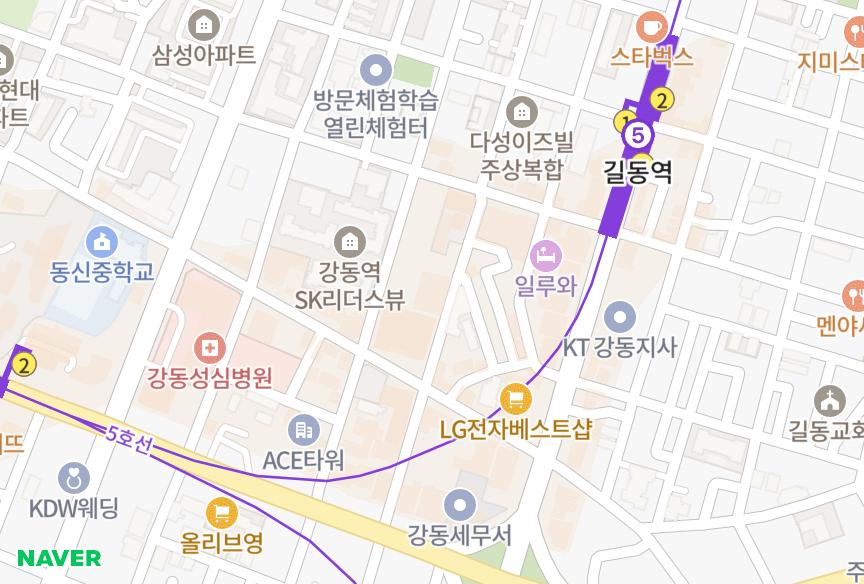 서울특별시 강동구 길동 길거산유팰리스2차 위치·실거래 시세 지도