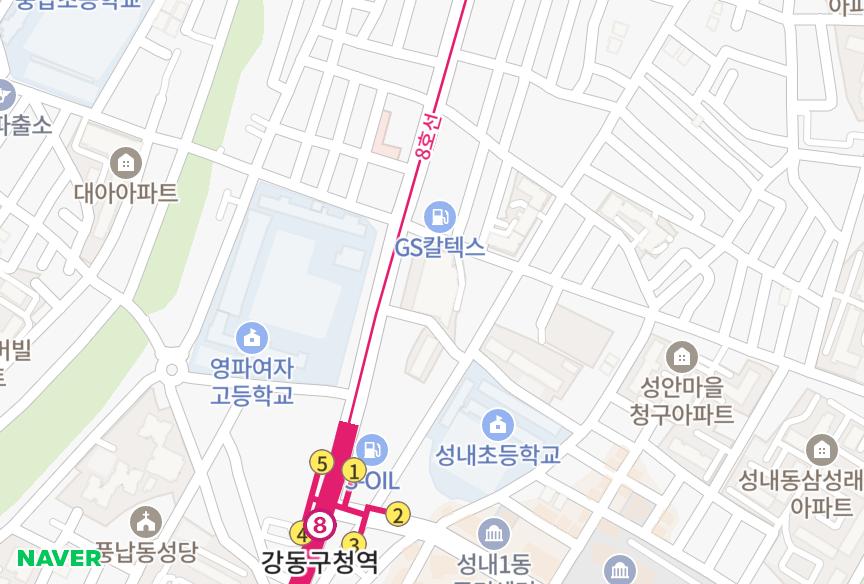 서울특별시 강동구 성내동 코오롱2차 위치·실거래 시세 지도