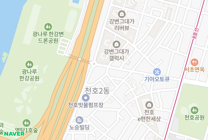 서울특별시 강동구 천호동 집앤사스윗사이드 위치·실거래 시세 지도