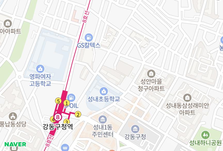 서울특별시 강동구 성내동 성내동파라디아 위치·실거래 시세 지도
