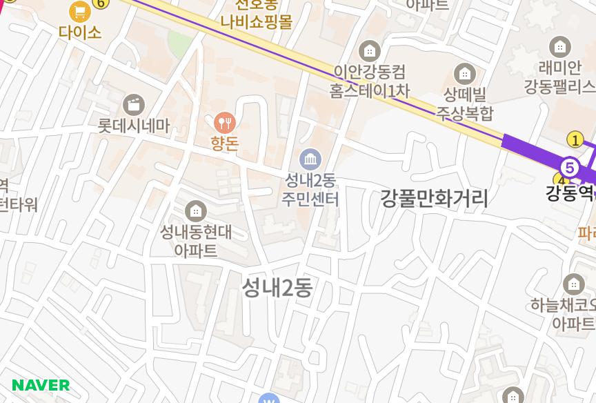 서울특별시 강동구 성내동 이안강동 위치·실거래 시세 지도