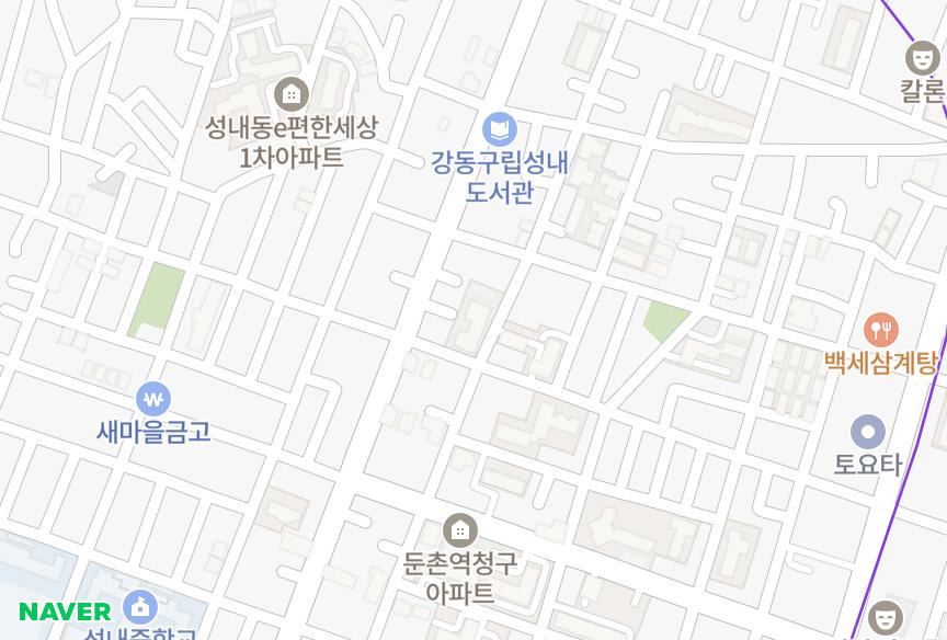 서울특별시 강동구 성내동 동방 위치·실거래 시세 지도