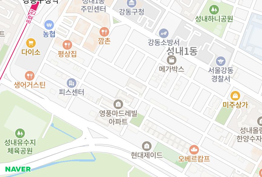 서울특별시 강동구 성내동 동원2차 위치·실거래 시세 지도