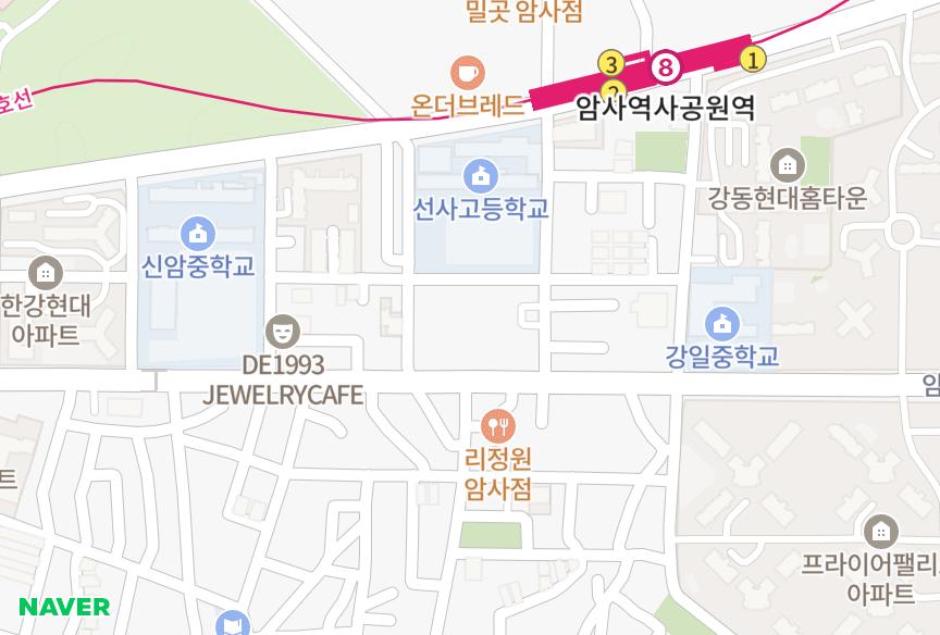 서울특별시 강동구 암사동 대명 위치·실거래 시세 지도