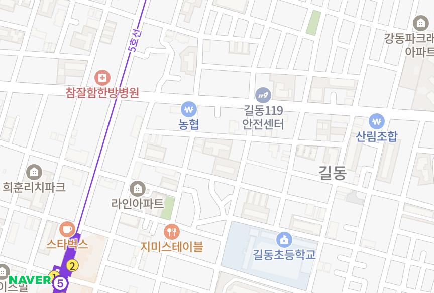 서울특별시 강동구 길동 장인이즈빌 위치·실거래 시세 지도
