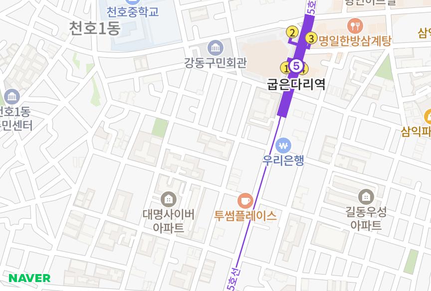서울특별시 강동구 천호동 우정 위치·실거래 시세 지도