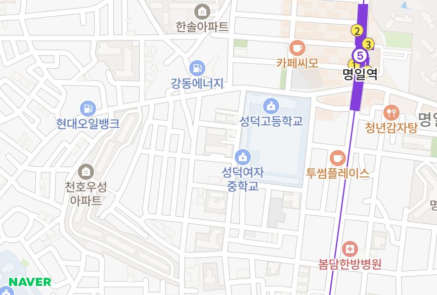 서울특별시 강동구 천호동 평대미진 위치·실거래 시세 지도
